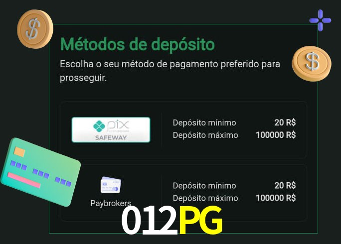 O cassino 012PG oferece uma grande variedade de métodos de pagamento